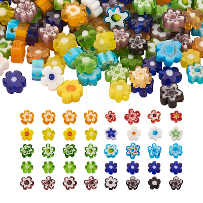 300Pcs 10 colors Handmade Millefiori Glass Beads LAMP-TA0002-05-1