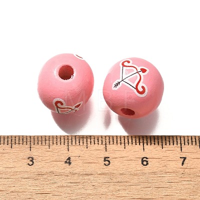 Valentine's Day Element Printed Wood Beads WOOD-R002-01-28-1