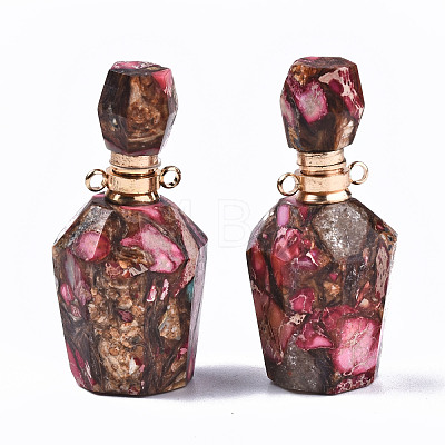 Assembled Synthetic Bronzite and Imperial Jasper Openable Perfume Bottle Pendants G-S366-058F-1