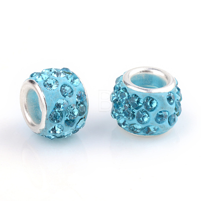 Polymer Clay Rhinestone European Beads CPDL-S007-03-1