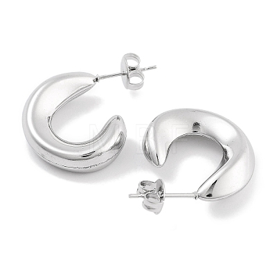 Tarnish Resistant 304 Stainless Steel Half Hoop Stud Earrings for Women EJEW-C096-14P-1