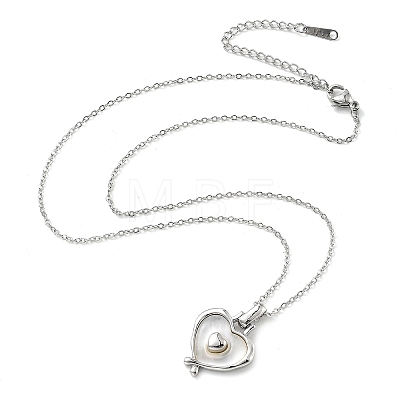 Heart 304 Stainless Steel Cat Eye Pendant Necklaces for Women NJEW-D288-06P-1