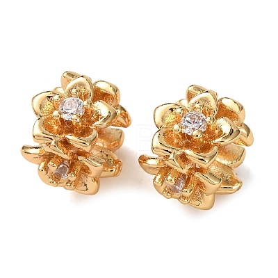 Brass Micro Pave Clear Cubic Zirconia Beads KK-K422-19G-1