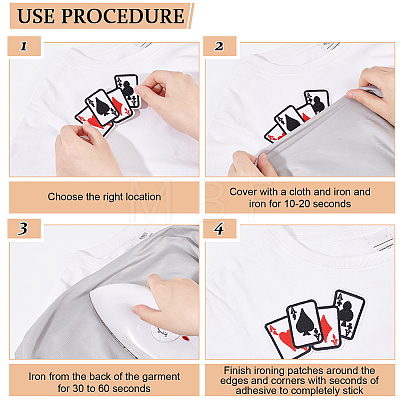 10Pcs 10 Style Dice & Playing Card Shape Cloth Embroidery Applqiues PATC-FG0001-38-1