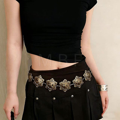 Boho Ethnic Alloy Flower Engraved Waist Chains WG04E47-01-1