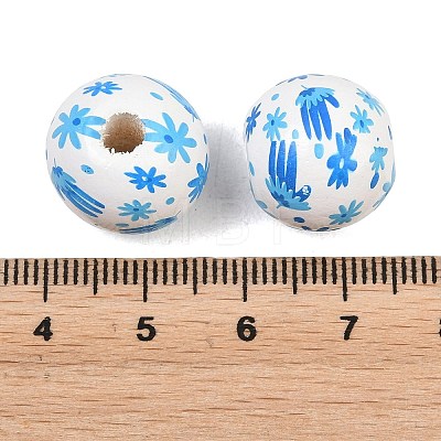 Printed Wood European Beads WOOD-G029-06A-1