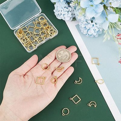 48Pcs 4 Styles Alloy Open Back Bezel Pendants FIND-CA0005-98-1