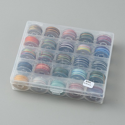 25 Rolls 25 Colors Round Segment Dyed Waxed Polyester Thread String YC-YW0001-02A-1