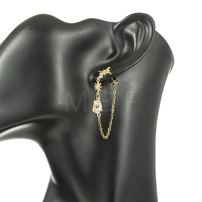 Star Teardrop Brass Micro Pave Cubic Zirconia Stud Earrings EJEW-JE07151-1