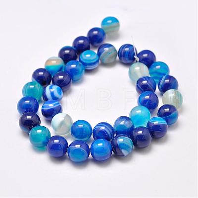 Natural Striped Agate/Banded Agate Bead Strands G-G962-10mm-03-1