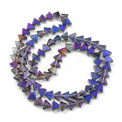 Half Rainbow Plated Electroplate Transparent Glass Beads Strands EGLA-G037-08A-HR02-1