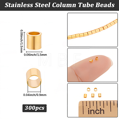 300Pcs 201 Stainless Steel Crimp Beads STAS-BBC0009-77A-1