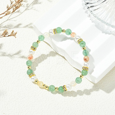 3Pcs 3 Styles Natural Mixed Gemstone & Non-magnetic Synthetic Hematite & Shell Pearl Beaded Bracelets for Women BJEW-JB13895-1