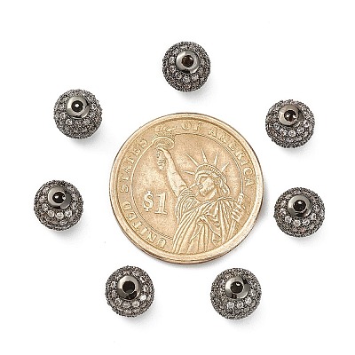 CZ Brass Micro Pave Grade AAA Clear Color Cubic Zirconia Round Beads LS-KK-O065-8mm-05B-NR-1