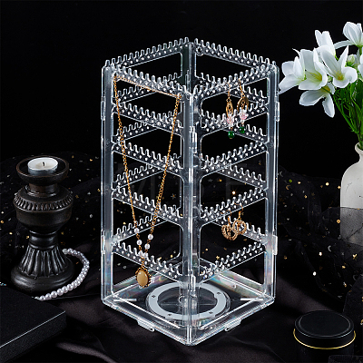 360 Degree Plastic Rotating Jewelry Organizer Display Stands EDIS-WH0022-11A-1