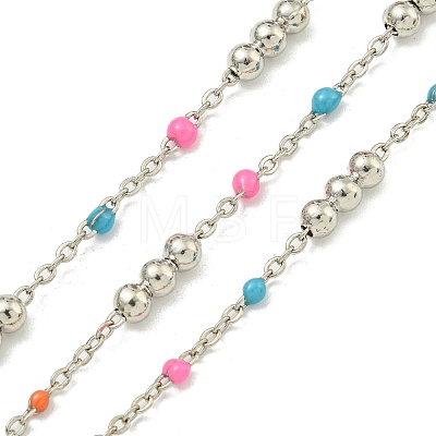 Brass Enamel Round Beaded Link Chain CHC-G022-07P-13-1