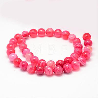 Natural Striped Agate/Banded Agate Bead Strands G-K155-B-8mm-09-1