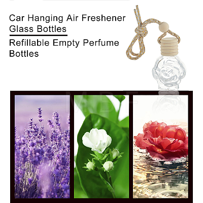 BENECREAT Hexagon Car Hanging Air Freshener Glass Bottles DJEW-BC0001-01-1