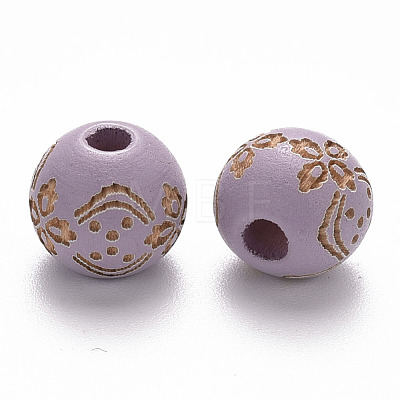 Painted Natural Wood Beads WOOD-N006-03A-12-1