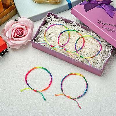 5Pcs 5 Color Braided Nylon Thread Cord Bracelets Set BJEW-SW00049-05-1