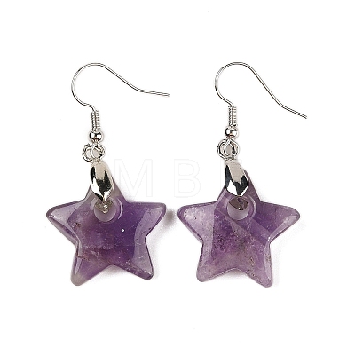 Natutal Amethyst Dangle Earrings EJEW-F343-C09-1