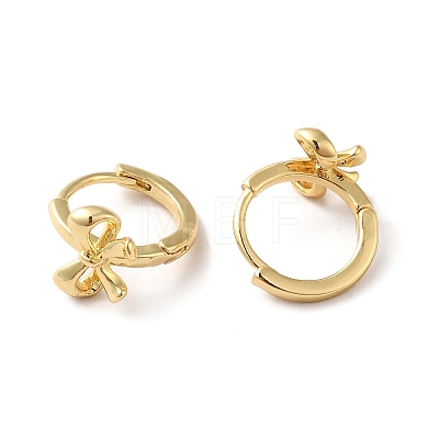 Brass Bowknot Hoop Earrings for Women ZIRC-Q201-15G-1