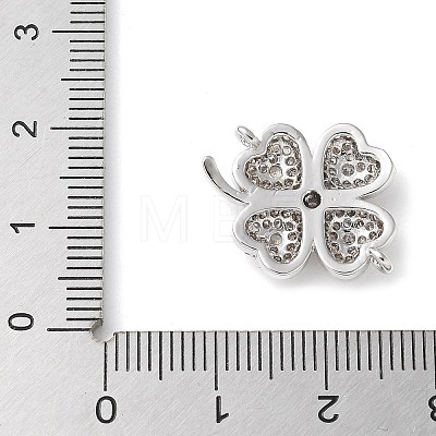 Brass Micro Pave Clear Cubic Zirconia Connector Charms KK-C086-04P-1