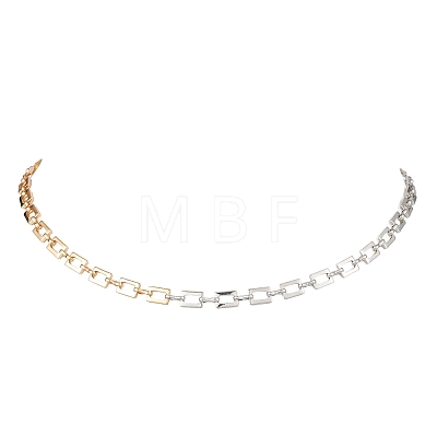 Two Tone Brass Rectangle Link Chain Necklaces NJEW-JN05761-1
