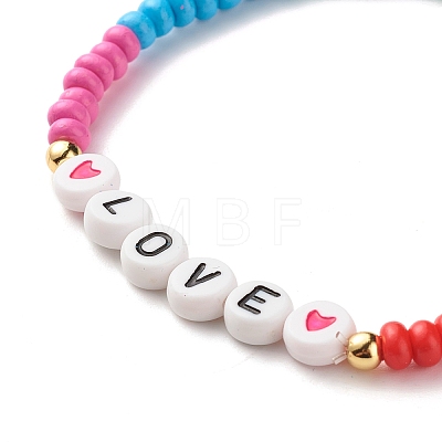 Word LOVE Stretch Bracelets BJEW-JB07524-03-1