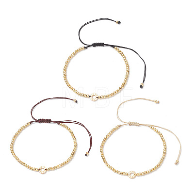 3Pcs Brass Round Beads Braided Bead Bracelets BJEW-JB12888-1