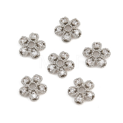 Brass Micro Pave Clear Cubic Zirconia Bead Caps CU-CBA6A75-28P-1