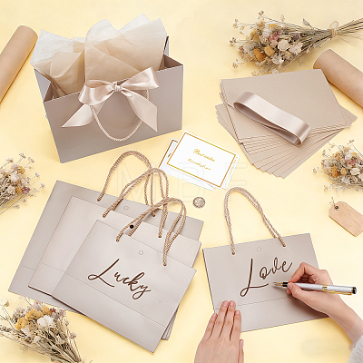 20Pcs 3 Styles Paper Gift Tote Bags with Polyester Gold Ribbon ABAG-WA0001-36C-1