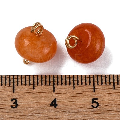 Natural White Jade Dyed Saucer Charms with Rack Plating Golden Tone Brass Bails KK-B103-17B-05-1