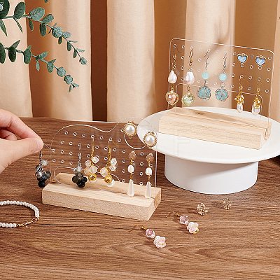 Transparent Acrylic Earring Diaplay Stands EDIS-WH0029-80A-1
