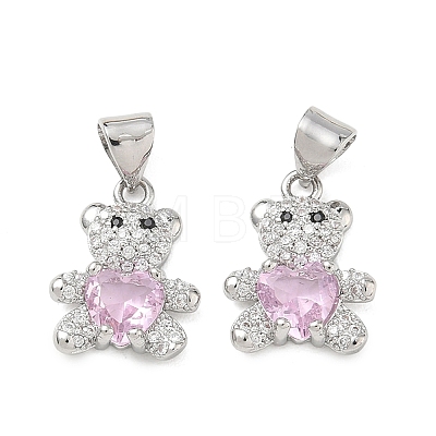 Brass Micro Pave Cubic Zirconia Charms KK-K351-69P-06-1