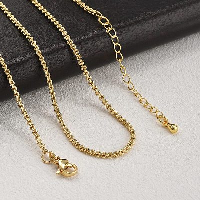 Brass Rolo Chains Necklaces for Women NJEW-D302-22G-1