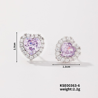 Chic Heart-shaped Stud Earrings with Delicate Diamonds UG6392-6-1