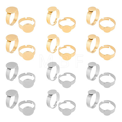 24Pcs 6 Style Adjustable 304 Stainless Steel Finger Rings Components STAS-AR0001-53-1