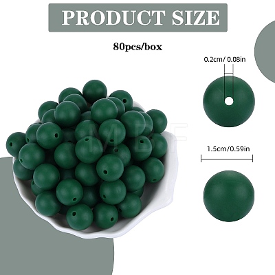 80Pcs Round Silicone Focal Beads SIL-SZ0001-24-40-1