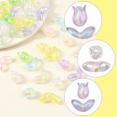 48Pcs 2 Styles UV Plating Transparent Acrylic Beads SACR-FS0001-36-1