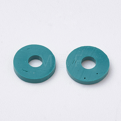 Flat Round Handmade Polymer Clay Bead Spacers CLAY-R067-3.0mm-07-1