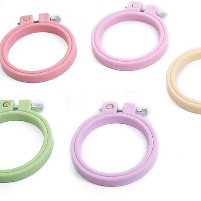 Adjustable ABS Plastic Flat Round Embroidery Hoops TOOL-PW0003-017-1