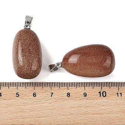 Synthetic Goldstone Tumbled Stone Pendants GG-K002-06B-1