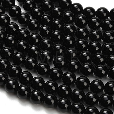 Natural Black Onyx(Dyed & Heated) Beads Strands X-G-H329-C06-8mm-1