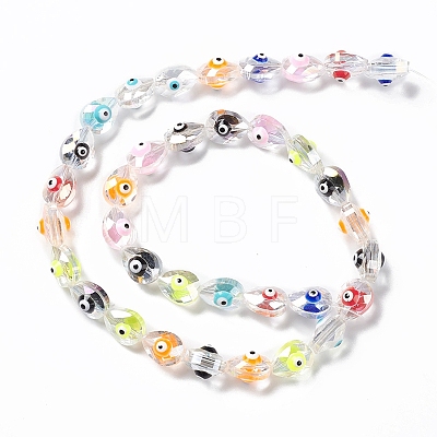 Transparent Evil Eye Glass Beads Strands LAMP-K037-05A-1