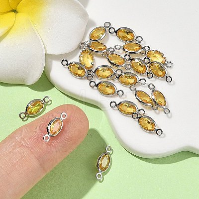 SHEGRACE Brass Pave Cubic Zirconia Oval Connector Charms XGRQ2O407-439C-P-1