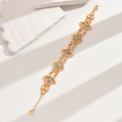 Vintage Brass Glass Hollow Link Bracelets for Women QG3110-5-1