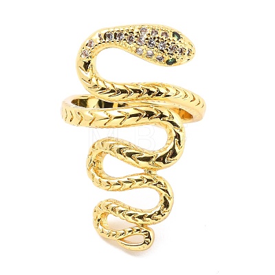 Brass Micro Pave Cubic Zirconia Cuff Rings RJEW-F116-02G-1