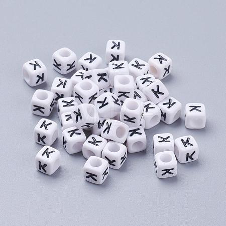 Acrylic Horizontal Hole Letter Beads PL37C9308-K-1