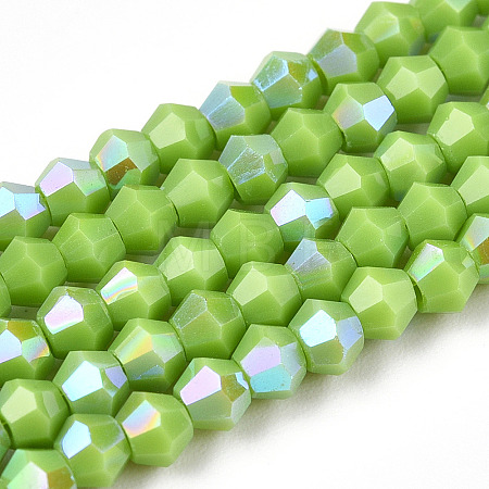 Opaque Solid Color Electroplate Glass Beads Strands EGLA-A039-P2mm-L21-1